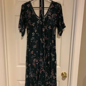 Latched Mama Flutter Sleeve Nursing Romper - One Size / Forest Green Floral